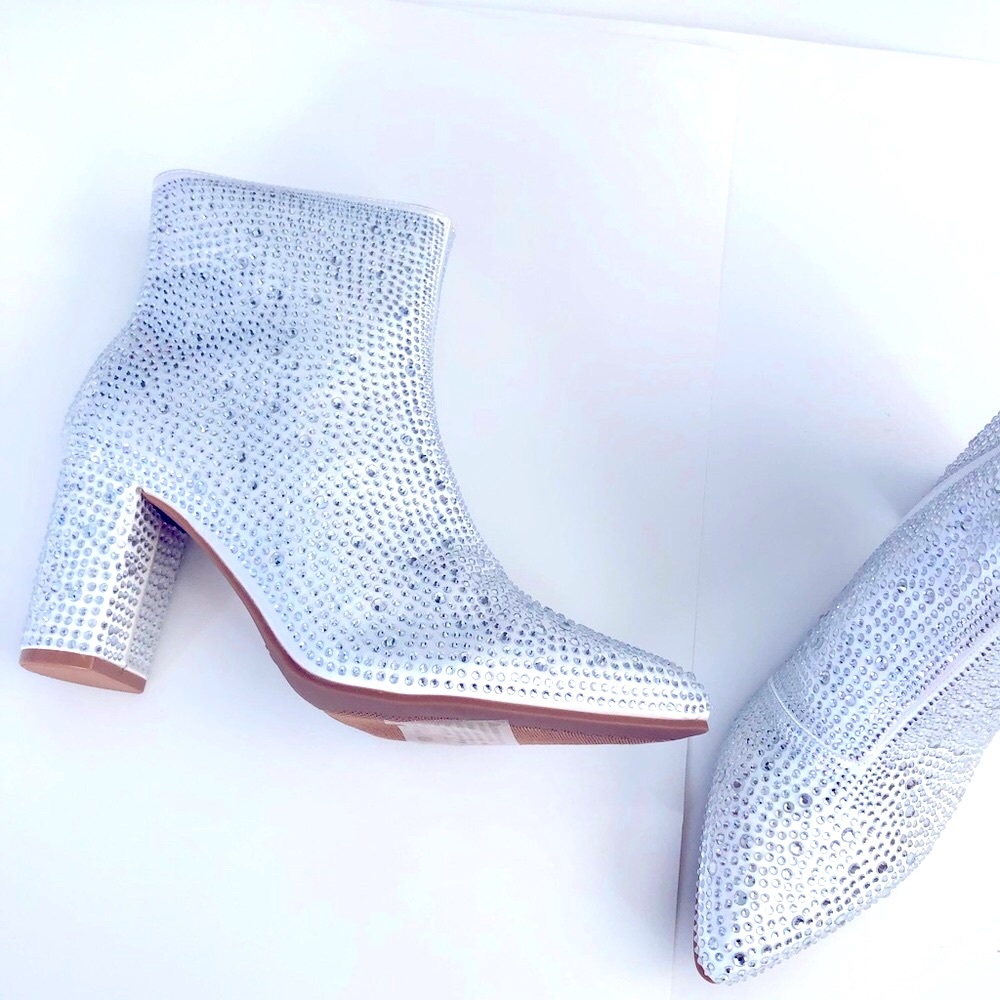 New Sparkle Glam White Rhinestone Boots